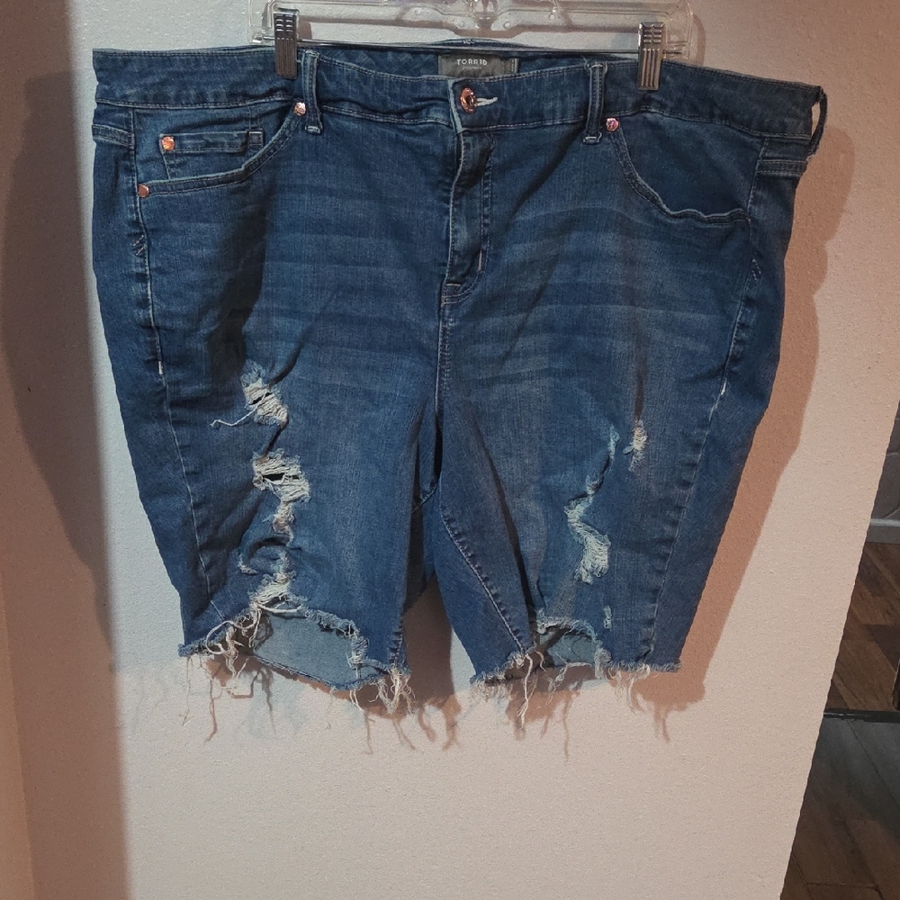 Torrid Blue Distressed Jean Shorts